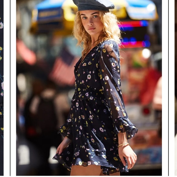 The Kooples Paris Bleu J’Espere Blue Floral Long Sleeve Ruffle Mini Dress Size 2 - Picture 3 of 15